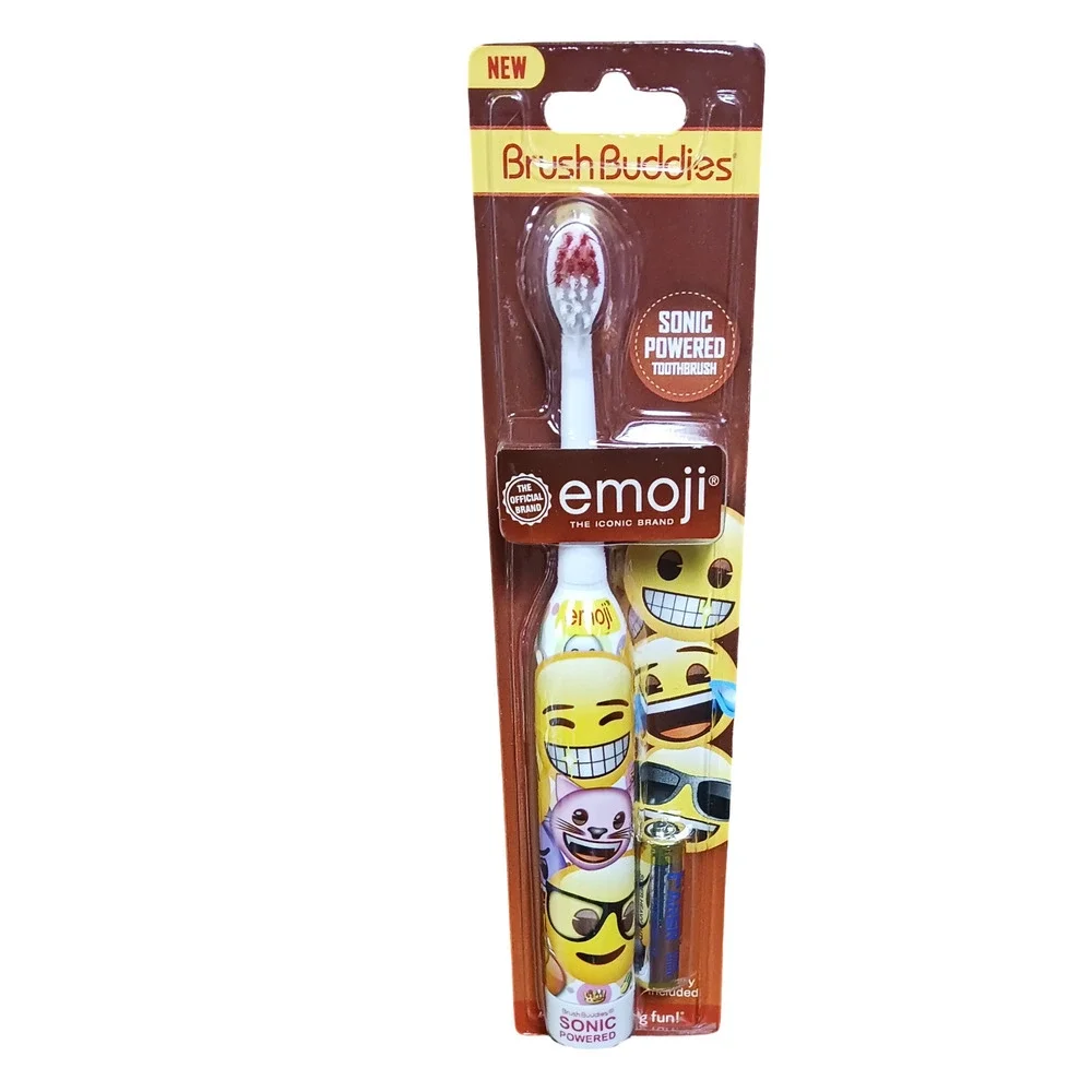 Brush Buddies Emoji Sonic Toothbrush Battery Powered + 36 Flossers Kids Set New